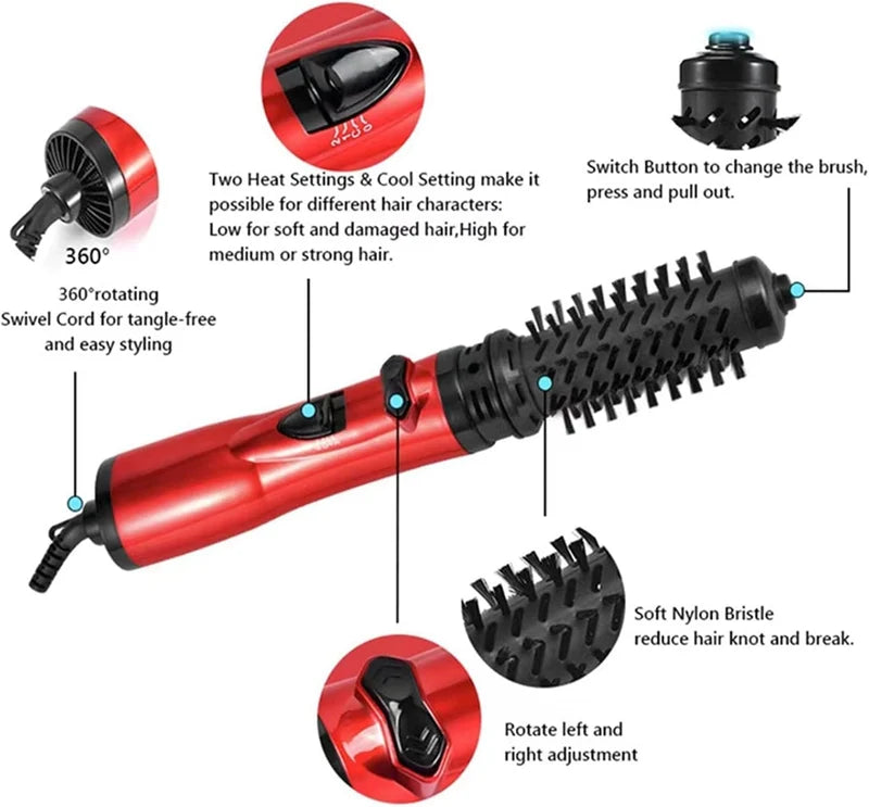 360 degree rotating hot air brush styling tool
