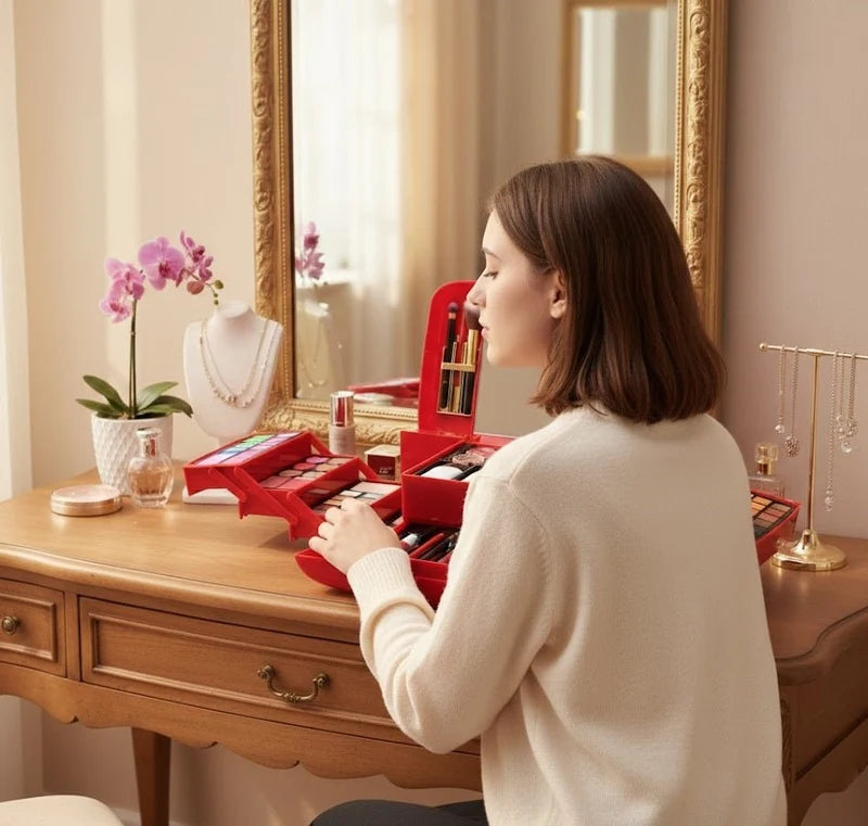 Classic Deluxe Vanity Case Make-Up Kit © Ⓢ - Luxecarries