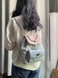 Women's High-end Diamond Grid Contrasting Chain Backpack - Luxecarries